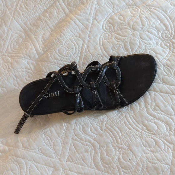Cinti Italian Black Leather Sandals Size 8 - Picture 3 of 8